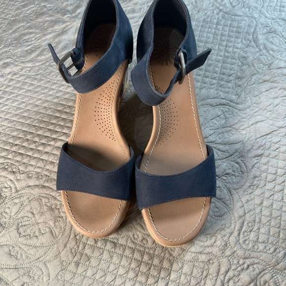 UGG Blue and Tan Sandals with Suede Straps - Picture 1 of 9